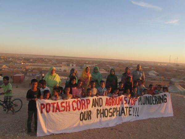 Protestas saharauis por la expoliación de los fosfatos.