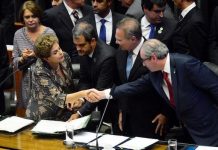 Dilma Rousseff y Eduardo Cunha se saludan en la Cámara de Diputados
