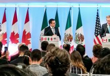 Reunión de los representes de los tres países, Canadá, Estados Unidos y México, el pasado 5 de septiembre de 2017