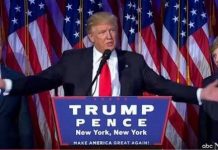 Donald Trump pronuncia su discurso como presidente electo de los EEUU